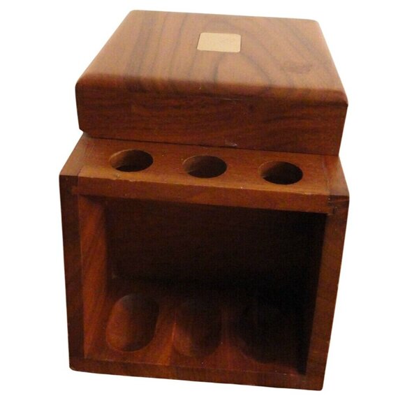 Decatur Mid Century Modern Walnut Wood 6 Pipe Holder Humidor Storage Vintage - Picture 6 of 8